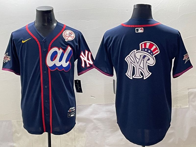 Men 2025 New York Yankees Blank Drak Blue All star Blank Blue Nike MLB Jersey style 8->oakland raiders->NFL Jersey